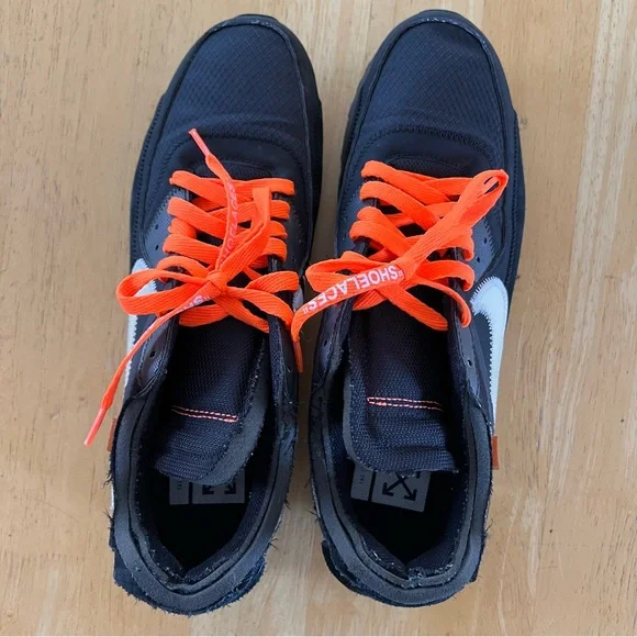 Nike Air Max 90 Men’s Black, White & Orange Low-Top Athletic Sneakers - Picture 10 of 13